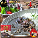 【ふるさと納税】宮崎牛すじ濃厚黒カレー(辛口)4パック - 湯煎調理 レトルトカレー 牛スジ 黒カレー 辛口 200g×4パック 大人向け 常温保存可能 送料無料 LG-2601 【宮崎県都城市は2年連続ふるさと納税日本一！】