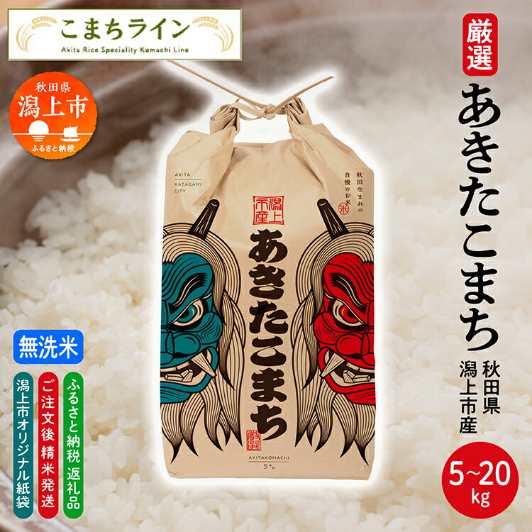 【ふるさと納税】 あきたこまち 《無洗米》なまはげ 米袋 5kg 10kg 15kg 20kg 無洗米 米 一等米 ギフト パッケージ デザイン 限定デザイン 紙袋 リメイク 工作 お面 こども 秋田のお土産 こめ コメ 秋田 潟上市 【こまちライン】