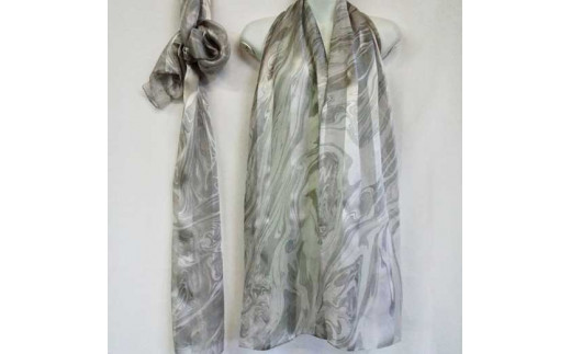 
                  ◆墨流し染シルクショール。モノトーン
                