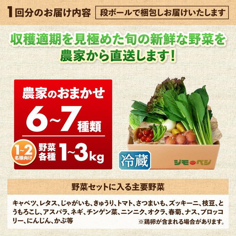 a23-038d　【定期便 全3回】ジモベジ 野菜 ハーフセット