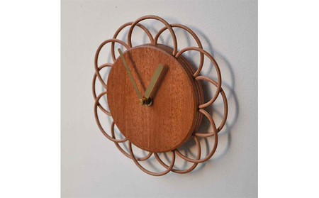 【YARN】お花のような時計　マホガニーの時計【M】