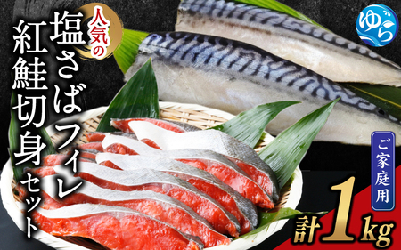 【ご家庭用訳あり】人気の 塩さば フィレ＆ 紅鮭 切身 セット計1kg【uot796B】
