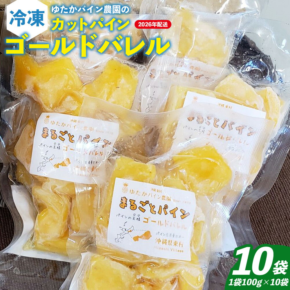 【ふるさと納税】ゆたかパイン農園の冷凍カットパイン ゴールドバレル（1袋100g×10袋セット） 2026年発送 沖縄県産 東村 パイナップル 冷凍 フローズン スムージー デザート 国産フルーツ 天然シャーベット パイン ジューシー 贈り物 おすすめ お土産 人気 やんばる 大自然