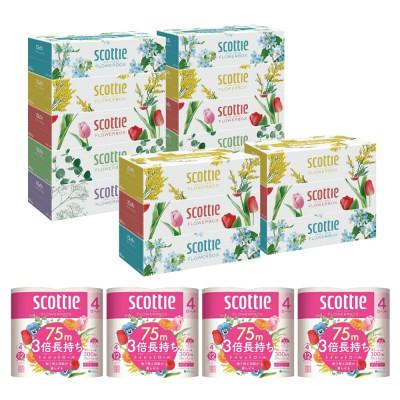 ふるさと納税 八代市 【毎月定期便】スコッティ ティシュー5箱P×2+3箱P×2+トイレット4ロール(ダブル)P×4全3回 |  | 01
