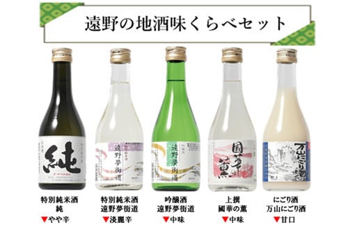 
遠野 の 地酒 飲みくらべ セット 300ml ×5本 特別純米酒 吟醸酒 にごり酒 上撰 日本酒 國華の薫 上閉伊酒造 南部杜氏 お酒 岩手県 遠野市
