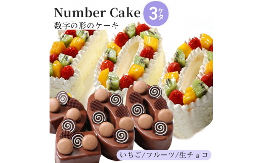 [№5258-7909]お誕生日・記念日など数字にまつわるお祝いに『ナンバーケーキ』 3ケタ フルーツいっぱい