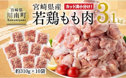 【令和7年2月発送】宮崎県産 若鶏 もも肉 310g×10袋 (3.1kg) 　鶏肉[E7204r702]