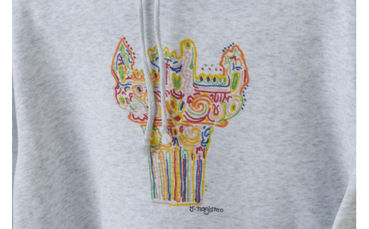 「旅する縄文」パーカー 十日町土器01 　アッシュ Sサイズ