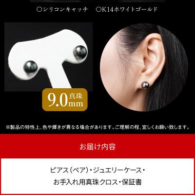 ふるさと納税 延岡市 タヒチ黒南洋真珠 ピアス 真珠 9mm 14Kホワイトゴールド |  | 03