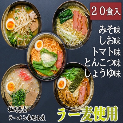 ラーメン 詰め合わせセット 5種 計20食入 醤油 豚骨 味噌 塩 トマト[No5354-0382]