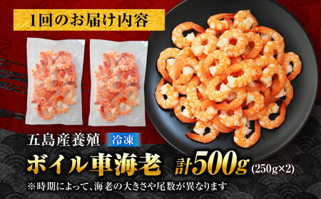 【6回定期便】五島特産 ボイル 車海老 エビ 尾付き むきえび 500g (250g×2P) 五島市/拓水 五島事業場[PCU011]