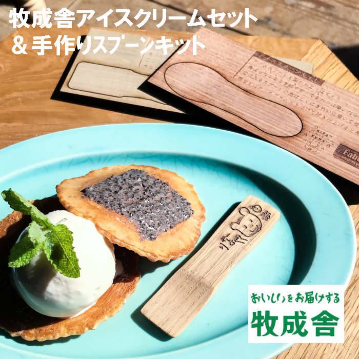 【ふるさと納税】牧成舎 アイスクリーム 4種12カップ& FabCafe Hidaのアイススプーン 手作りキット 2名分