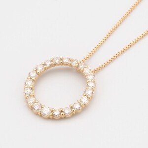 K18 0.5ctダイヤモンド　サークルペンダントネックレス　FHH-019919