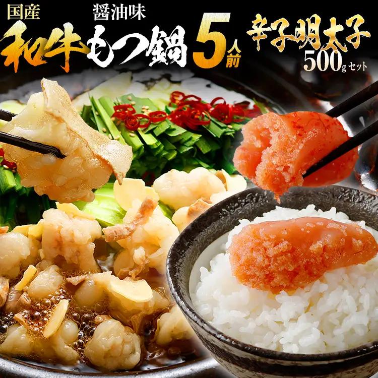もつ鍋 【訳あり】 もつ鍋セット5人前＋無着色辛子明太子（切子）500g  もつ鍋 