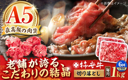 【全6回定期便】最高級A5等級 黒毛和牛 柿安牛 切り落とし 1kg 亀山市/柿安本店 牛肉 冷蔵 送料無料[AMBW036]