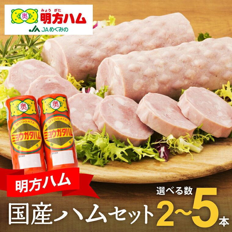 【ふるさと納税】【選べる容量】明方ハム 2〜5本／ソーセージ　フランクフルト　おつまみ　肉　国産豚肉　ステーキ　冷蔵　加工品