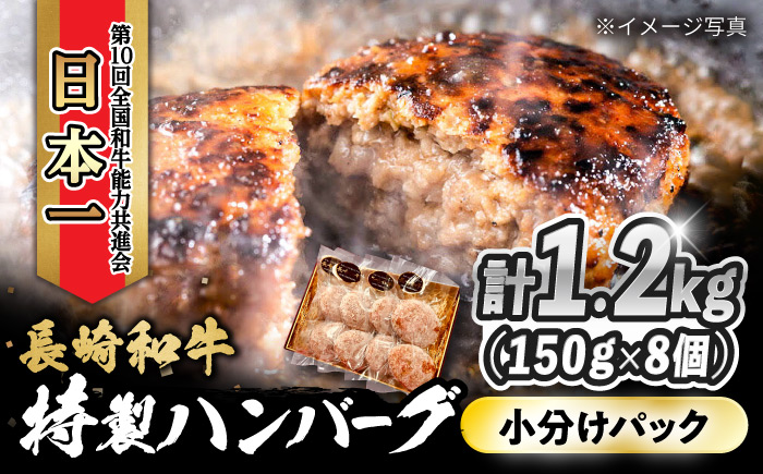 長崎和牛入りハンバーグ 約150g×8個 合計 約1.2kg  / 牛肉 ハンバーグ はんばーぐ おかず 惣菜 小分け /大村市 かとりストアー [ACAN057]