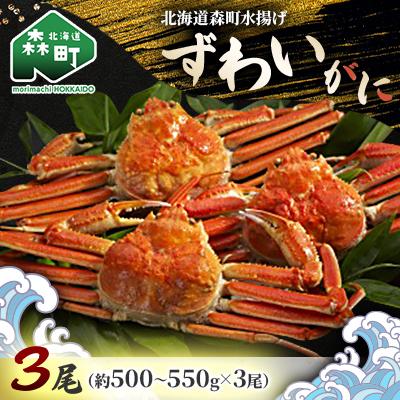 ふるさと納税 森町 北海道森町水揚げずわいがに3尾(約550〜650g)