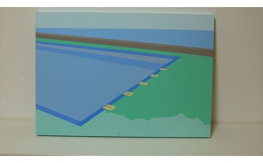 
原画【お家に帰ろう】オリジナル風景画　 ペインティング　小田原出身在住イラストレーターの作品　心象風景　子供の頃見た風景　海　空　山
