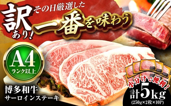 
            【訳あり】【A4〜A5】博多和牛 サーロインステーキ 5kg(250g×2枚×10パック) 吉富町/株式会社MEAT PLUS [BGAB015]
          