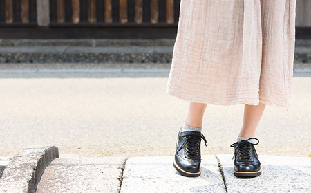 倭イズム 鹿革婦人靴 YAL2001 ブラック ファッション シューズ  23.0cm