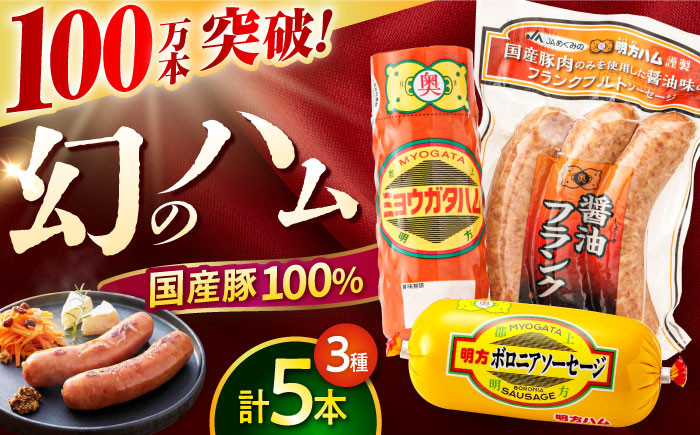 
                  【お中元対象】明方ハム 詰め合わせ Aセット（3種計5本）/ ハム ボロニアソーセージ 醤油フランク 国産 ハム はむ ソーセージ フランクフルト フランク 詰め合わせ ハム詰め合わせ / 御嵩町 / めぐみの農業協同組合 [AVBA001]
                