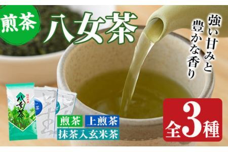 福岡県産八女煎茶とティーバッグ(上煎茶・抹茶入り玄米茶)詰め合わせ(計650g) お茶 緑茶 八女茶 小分け 常温 常温保存【ksg0214】【お茶の星陽園】