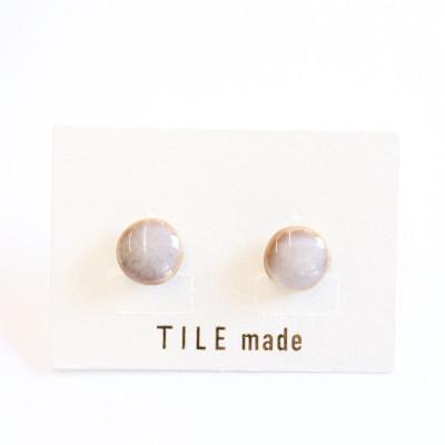 ふるさと納税 瑞浪市 【美濃焼】薄茶むらタイルピアス(直径10mm)