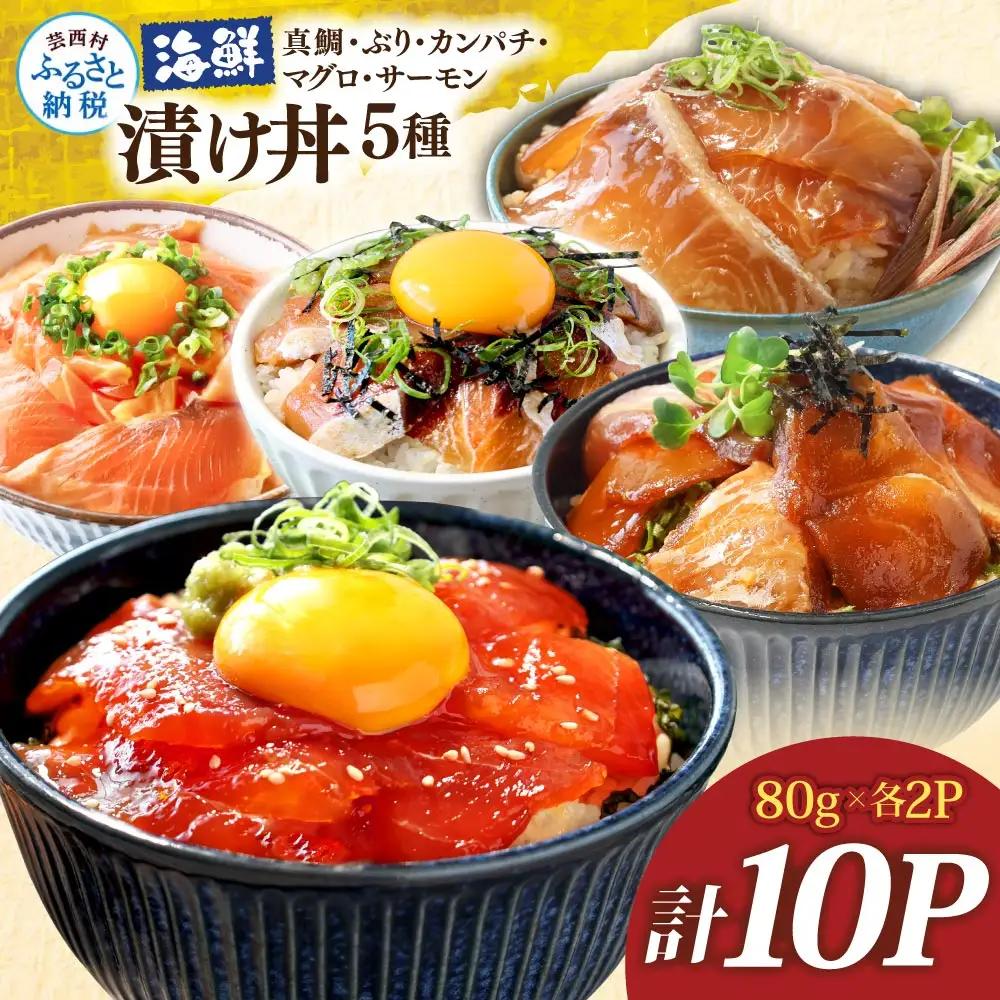 漬け丼5種セット 真鯛・ブリ・カンパチ・マグロ・サーモン 1食80g×計10P