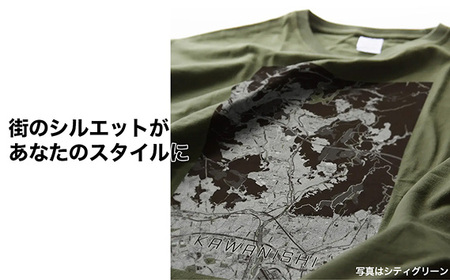 【川西】地図柄ビッグシルエットTシャツ（サンドカーキ）Mサイズ［No.339-02］