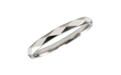 【サイズ：14号】＜ 甲府ジュエリー ＞K18WG　ひし形カットリング 2mm幅 J-452