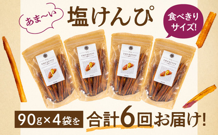 【定期便・全6回】熟成さつまいもの塩けんぴ　1回当たり90g×4袋 定期便 サツマイモ 芋けんぴ