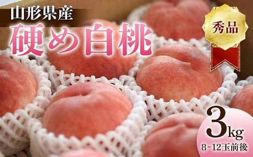 《2025年産 先行予約》山形県産 硬め白桃 秀品 3kg（8～12玉前後）  もも モモ 桃 デザート フルーツ 果物 くだもの 果実 食品 山形県 FSY-1242