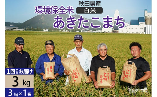 【白米】令和6年産 秋田県産 あきたこまち 環境保全米 3kg (3kg×1袋)