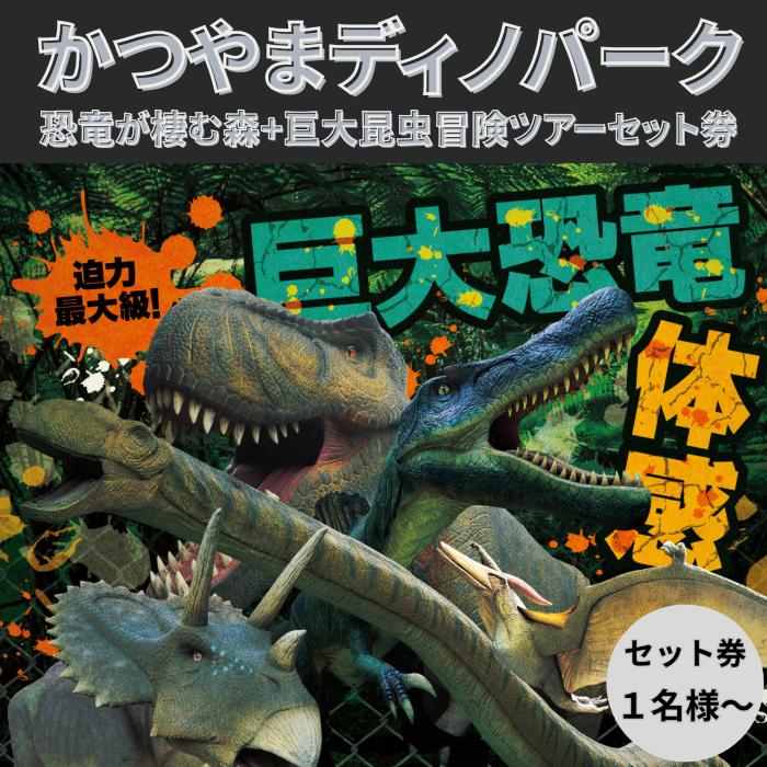 【ふるさと納税】かつやまディノパーク＋巨大昆虫冒険ツアーセットチケット(1名様分)/ キッズ 巨大昆虫 迷路 化石 前売り券 家族旅行 [A-088001]