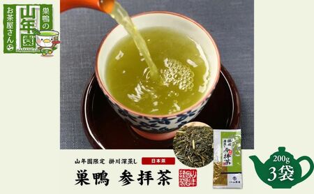 掛川深蒸し茶 巣鴨 参拝茶 200g×3袋 セット 茶葉 緑茶 お茶 煎茶 日本茶 豊島区 東京