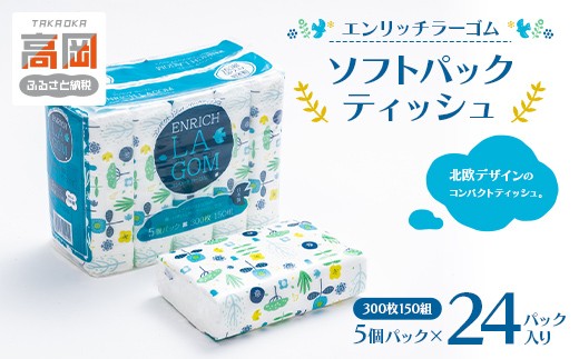 ソフトパックティッシュ 150Wエンリッチラーゴム5P×24 日用品 消耗品 セット 富山県 高岡市 FAD-1978