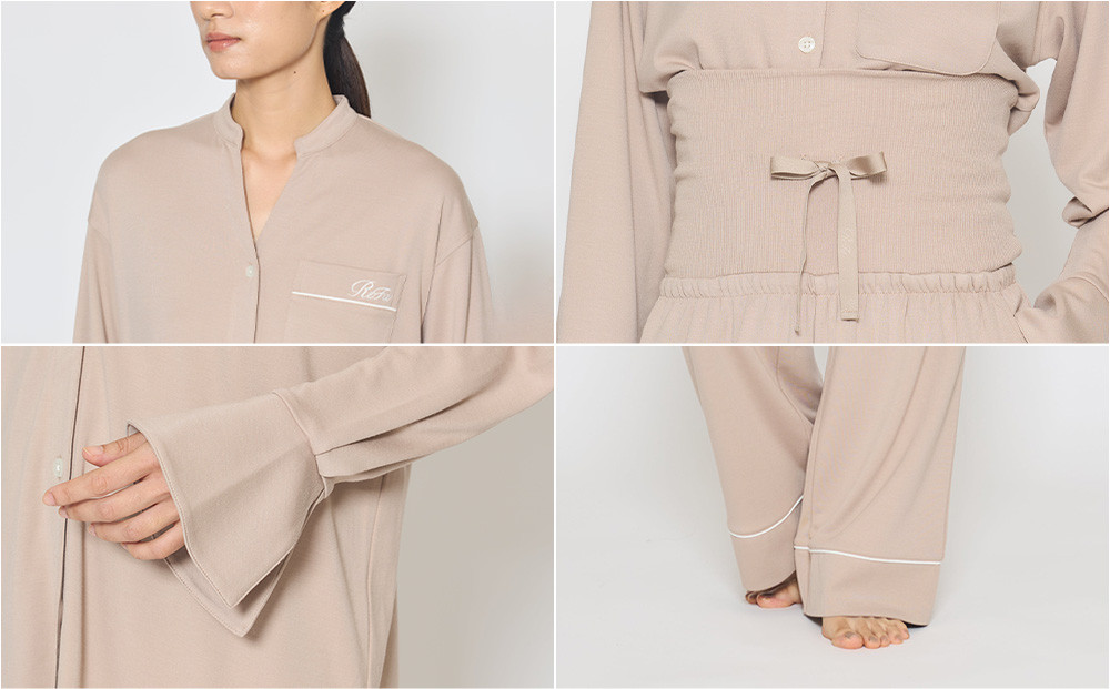 【ネイビー Lサイズ】リファ バイタルテック モイストスムース スタンドカラースリープウェア/WOMEN