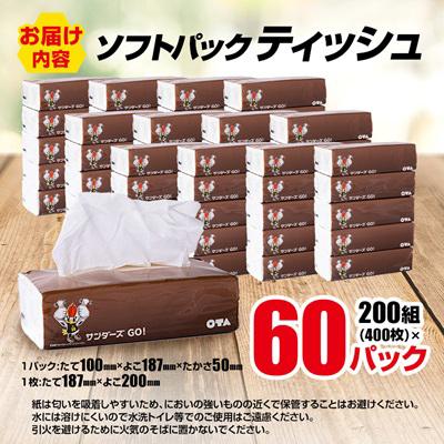 ふるさと納税 太田市 群馬クレインサンダーズ応援ソフトパックティッシュ 400枚(200組)×60パック |  | 03