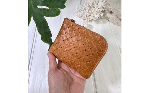 L字ファスナーミニ財布『CORONminiコロンミニ』　メッシュシリーズ：配送情報備考　キャメル