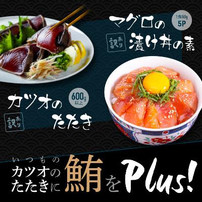 ふるさと納税 香美市 訳あり カツオたたき600g+マグロ漬け丼の素 80g×5P