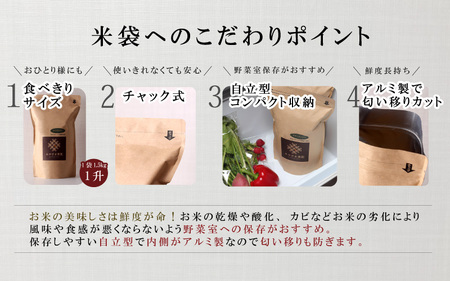 【令和5年産】【特別栽培米】福井県産 ミルキークイーン 1.5kg × 2袋 計3kg (白米) ～化学肥料にたよらない100%の有機肥料～ ネオニコフリー スタンドパック【保存に便利】[A-1340