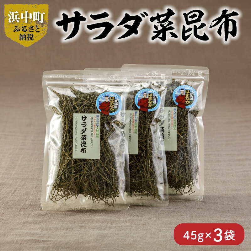 【ふるさと納税】【レビューキャンペーン対象】 数量限定 サラダ菜昆布 45g × 3袋 食物繊維 ビタミン ミネラル 海藻 鳥居商店 食品 食材 料理 つくだ煮 昆布ご飯 煮物料理 便利 簡単 お取り寄せ おすそ分け 海産物 お土産 手土産 天然 人気 おすすめ 北海道 浜中町 送料無料