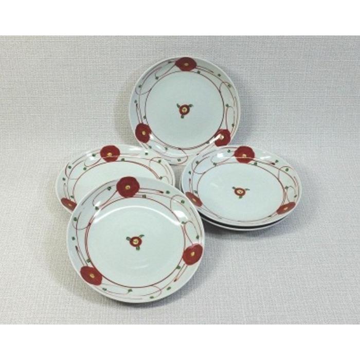 【波佐見焼】１５.５×２.５ｃｍ皿５枚組 赤絵小花 【西海陶器】 ５ ６３２８３