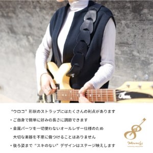 708worksの本革ギターストラップfolklore/Black【1351099】