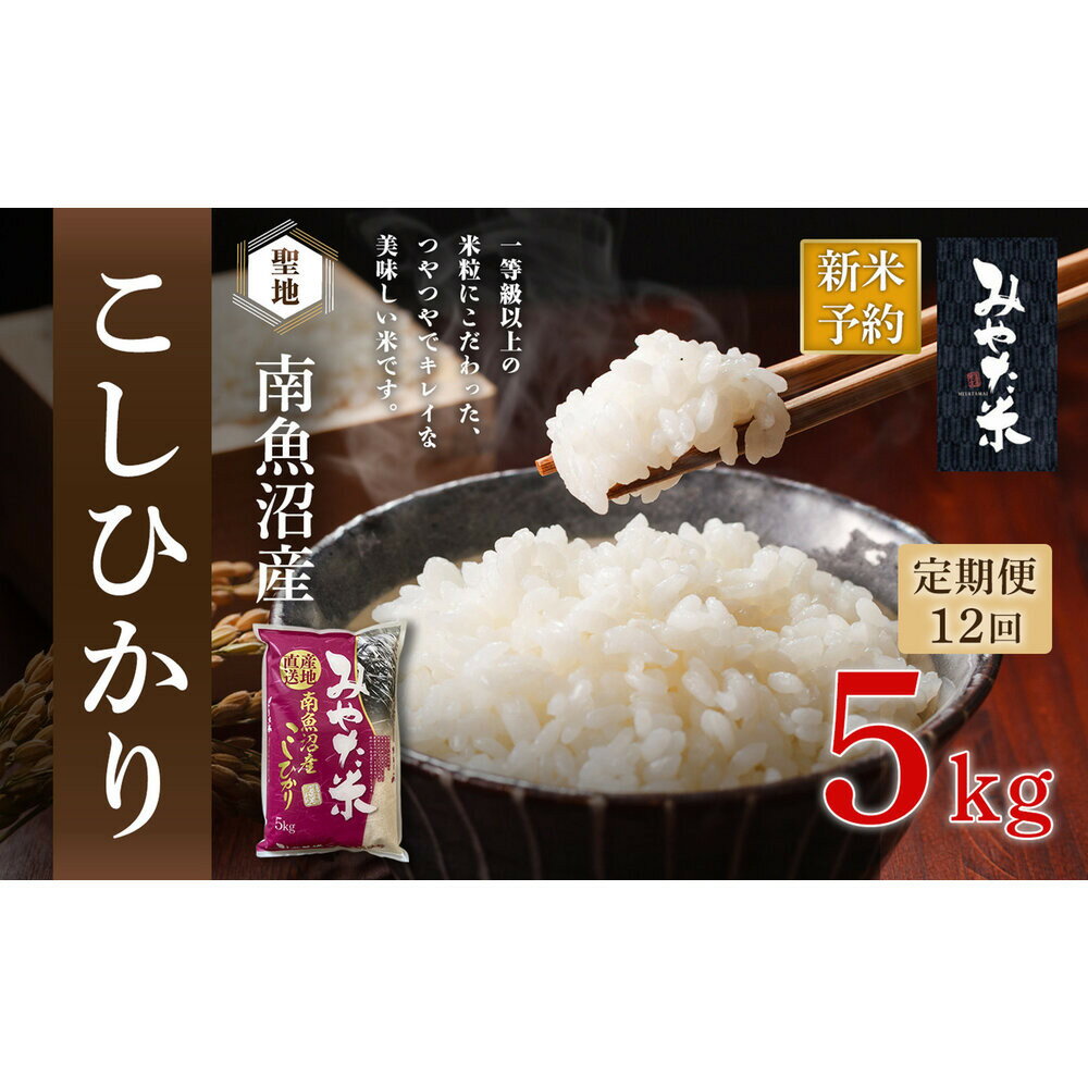【ふるさと納税】【令和7年産】【定期便12ヶ月】南魚沼産こしひかり　みやた米5kg | お米 こめ 白米 コシヒカリ 食品 人気 おすすめ 送料無料 魚沼 南魚沼 南魚沼市 新潟県産 新潟県 精米 産直 産地直送 お取り寄せ お楽しみ