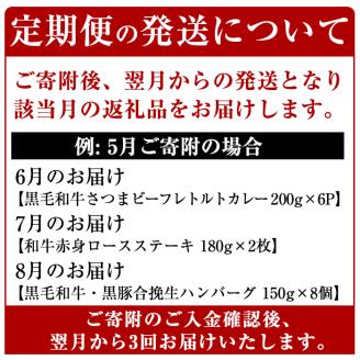 a838 ≪数量限定・定期便全3回≫黒豚・和牛の総菜定期便！計2.7kg超！【水迫畜産】