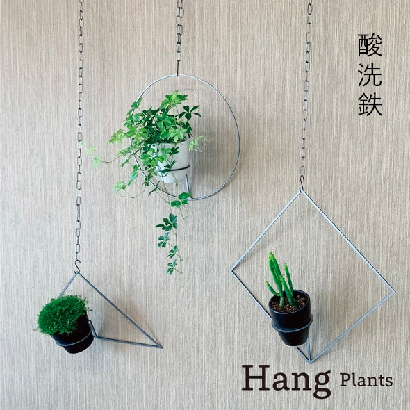 
GRAVIRoN Hang Plants シリーズ Triangle/Diamond/Round セット 酸洗鉄（プランツハンガー）
