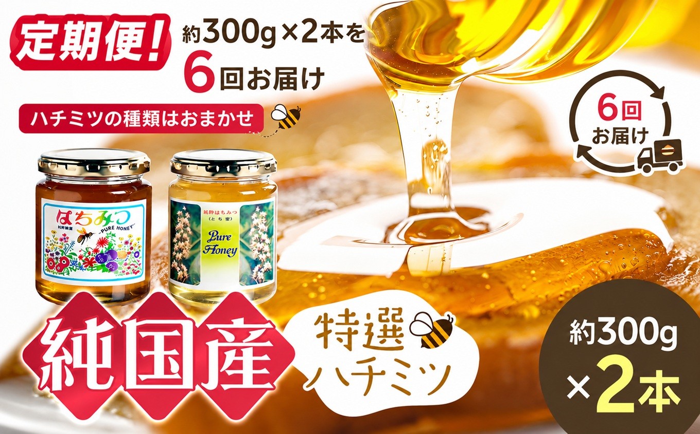 
                  【定期便】芳川養蜂場特選ハチミツ 約300g × 2本 × 6回 | ハチミツ はちみつ 蜂蜜 国産 定期便 長野県 信州 木島平村
                