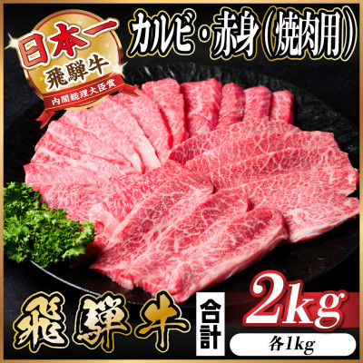 
            ＜12/19ご入金分まで年内発送＞飛騨牛 カルビ・赤身(焼肉用) 2kg(各500g×2)【1543782】
          